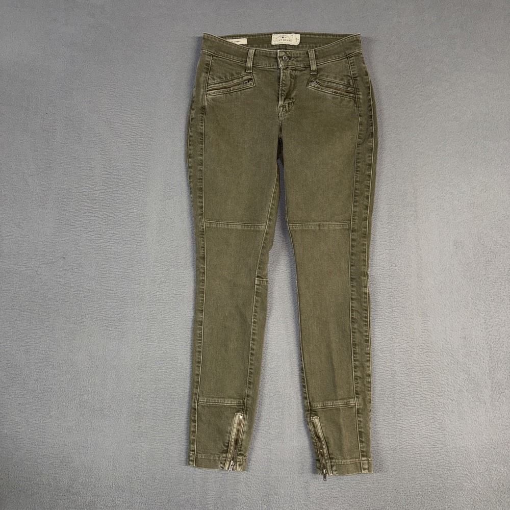 Lucky Brand Pants Womens 2 Olive Green Brook Skinny Zip Ankle Stretch Utility